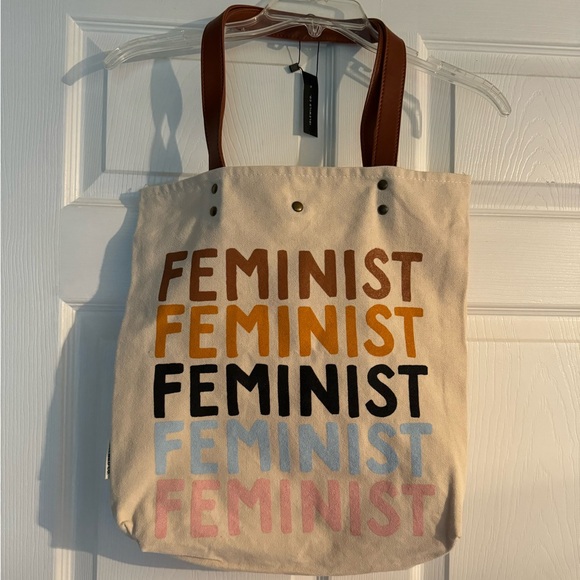 Feminist Idlewild Co Shoulder Tote Bag with Pocket and Snap Closure NEW NWT - Picture 1 of 9